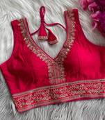 Pink silk blouse for women plain saree blouse