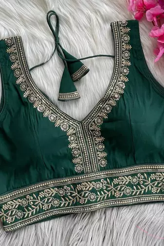 Green silk blouse for women designer saree blouse