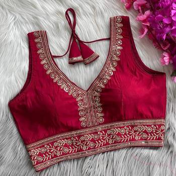 Maroon silk blouse for women embroidery saree blouse 1