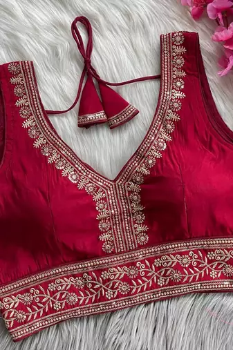 Maroon silk blouse for women embroidery saree blouse