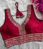 Maroon silk blouse for women embroidery saree blouse