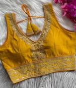 Yellow silk blouse for women zari saree blouse