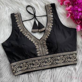Black silk blouse for women sequence saree blouse 1