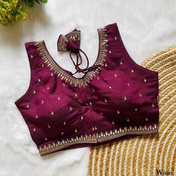 Wine silk blouse for women thread saree blouse 1