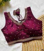 Wine silk blouse for women thread saree blouse
