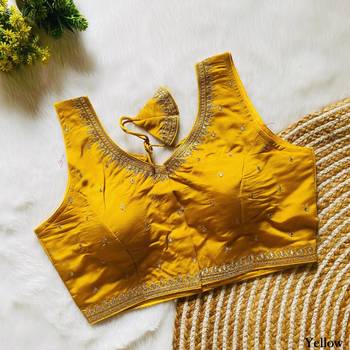 Yellow silk blouse for women stylish saree blouse 1