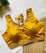 Yellow silk blouse for women stylish saree blouse
