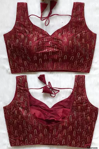 Maroon silk blouse for women printed saree blouse