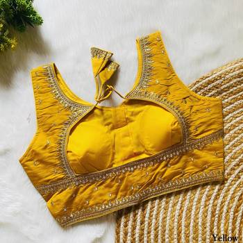 Yellow silk blouse for women stylish saree blouse 2