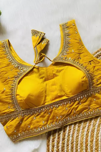 Yellow silk blouse for women stylish saree blouse