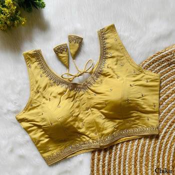 Beige silk blouse for women fancy saree blouse 1