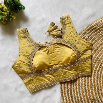 Beige silk blouse for women fancy saree blouse 2