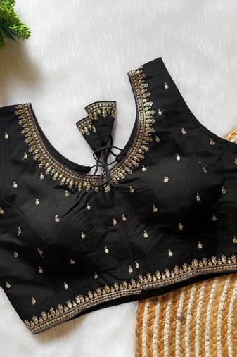 Black silk blouse for women elegant saree blouse