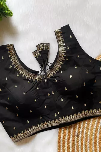 Black silk blouse for women elegant saree blouse