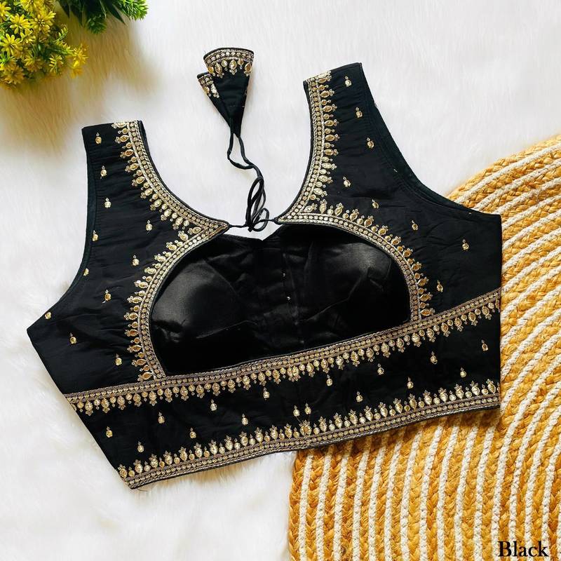 Black silk blouse for women elegant saree blouse