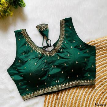 Green silk blouse for women festive saree blouse 1