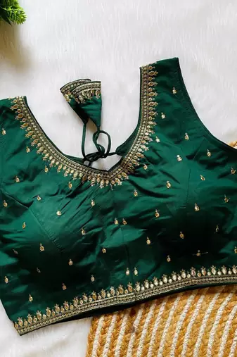 Green silk blouse for women festive saree blouse