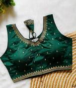 Green silk blouse for women festive saree blouse