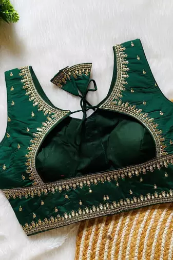 Green silk blouse for women festive saree blouse