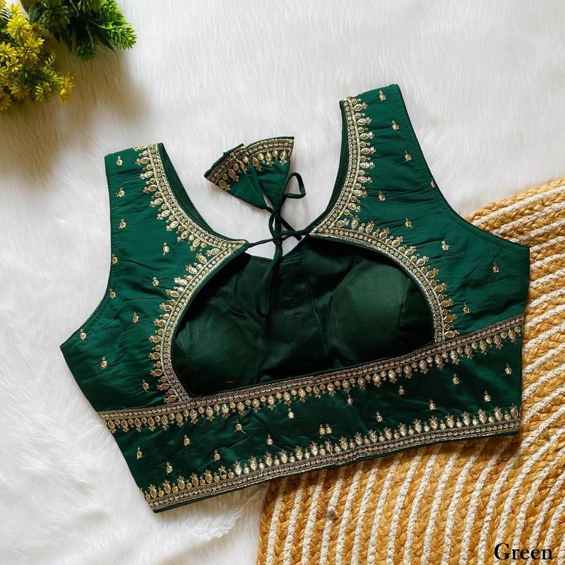 Green silk blouse for women festive saree blouse