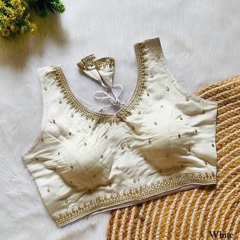White silk blouse for women traditional saree blouse 1