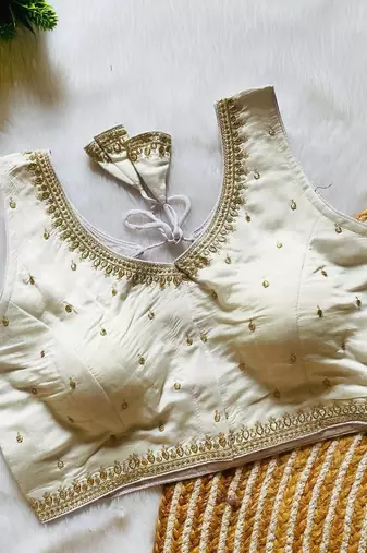 White silk blouse for women traditional saree blouse