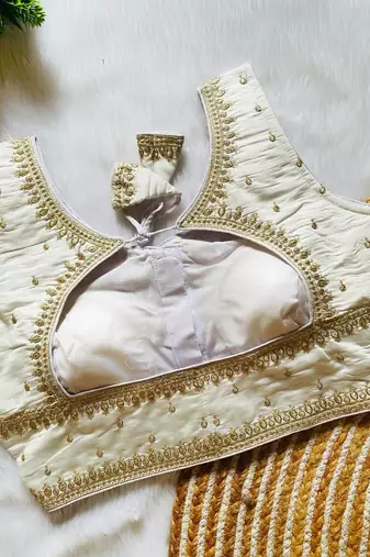 White silk blouse for women traditional saree blouse