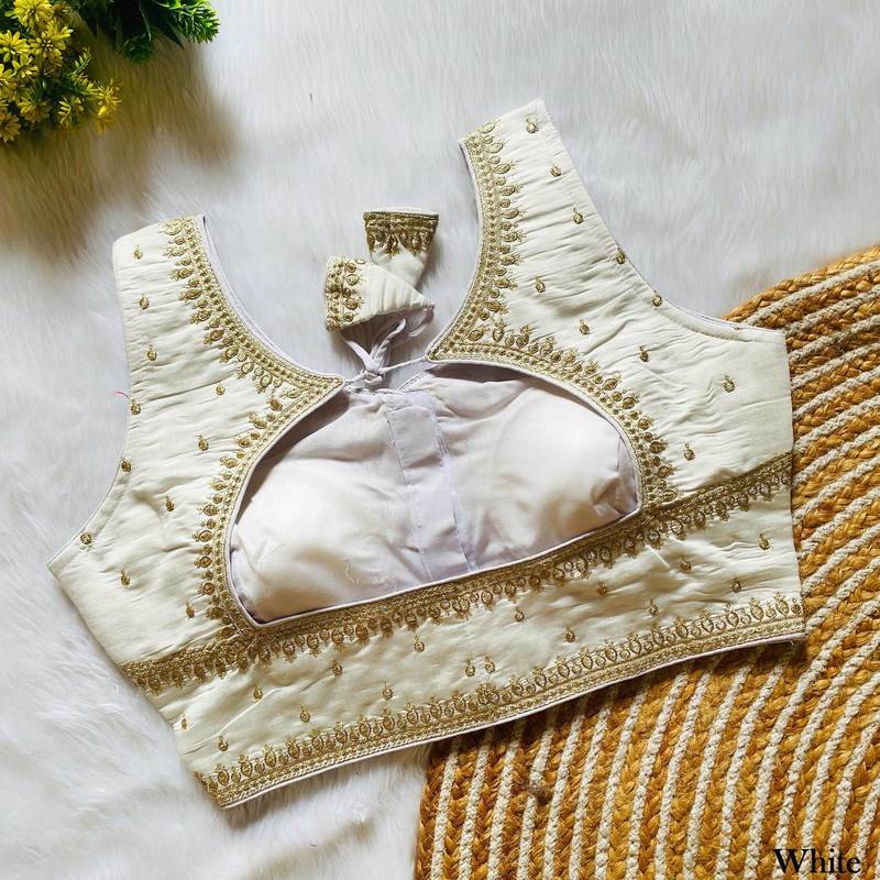 White silk blouse for women traditional saree blouse