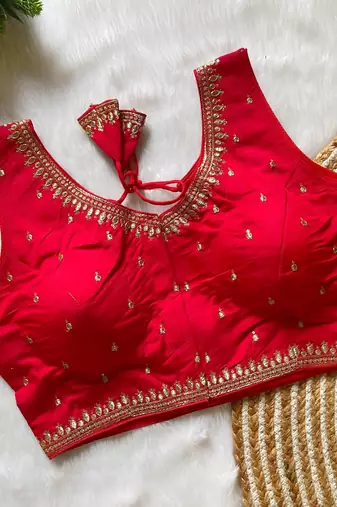 Red silk blouse for women designer saree blouse