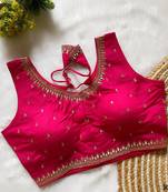 Pink silk blouse for women embroidery saree blouse