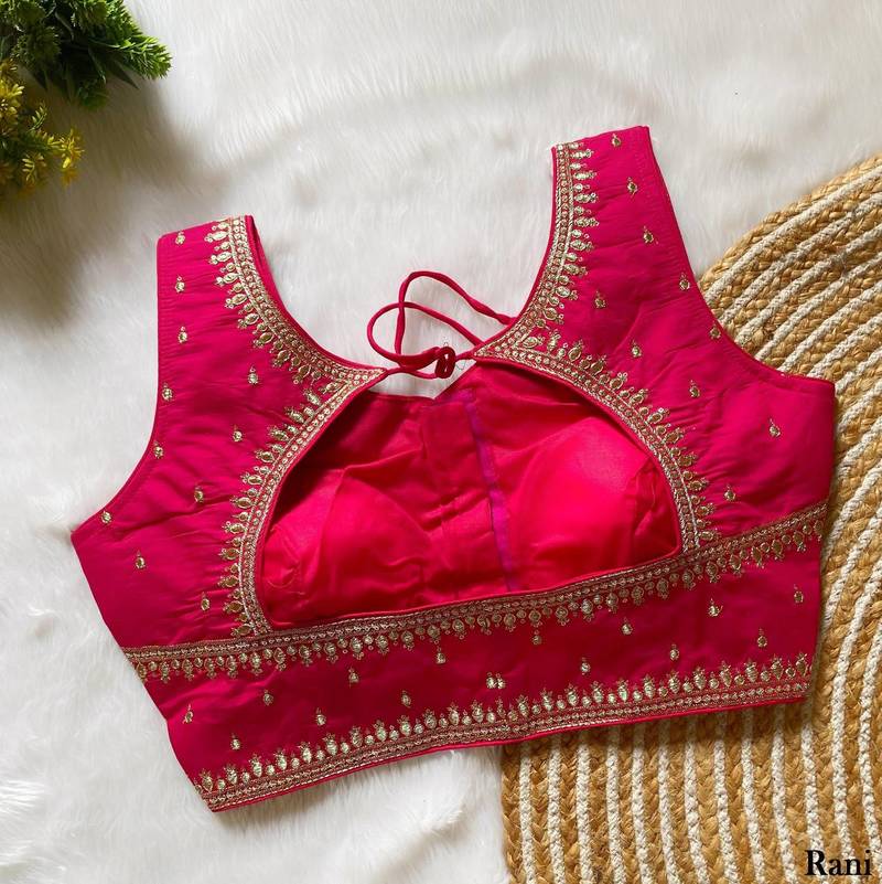 Pink silk blouse for women embroidery saree blouse