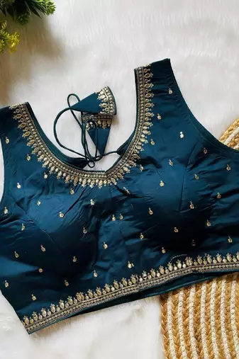 Navy blue silk blouse for women zari saree blouse