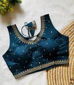 Navy blue silk blouse for women zari saree blouse