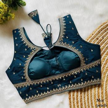 Navy blue silk blouse for women zari saree blouse 2