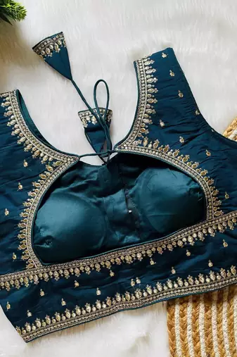 Navy blue silk blouse for women zari saree blouse