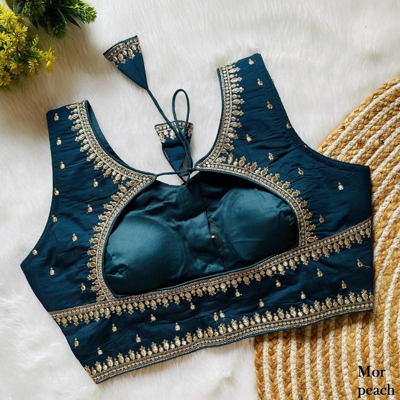 Navy blue silk blouse for women zari saree blouse