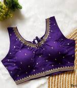 Purple silk blouse for women sequence saree blouse