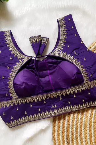 Purple silk blouse for women sequence saree blouse