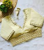 Beige tissue blouse for women printed saree blouse