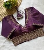 Wine tissue blouse for women stylish saree blouse