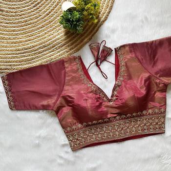 Maroon tissue blouse for women elegant saree blouse 2