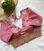 Peach tissue blouse for women festive saree blouse