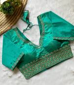 Sea green tissue blouse for women traditional saree blouse
