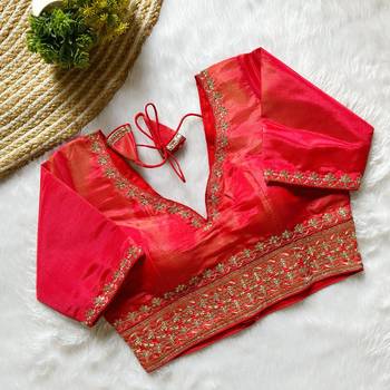 Red tissue blouse for women plain saree blouse 1