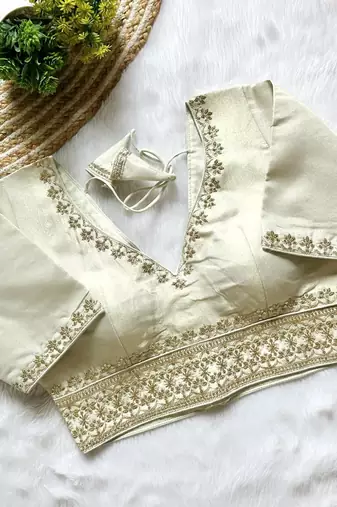 White tissue blouse for women designer saree blouse