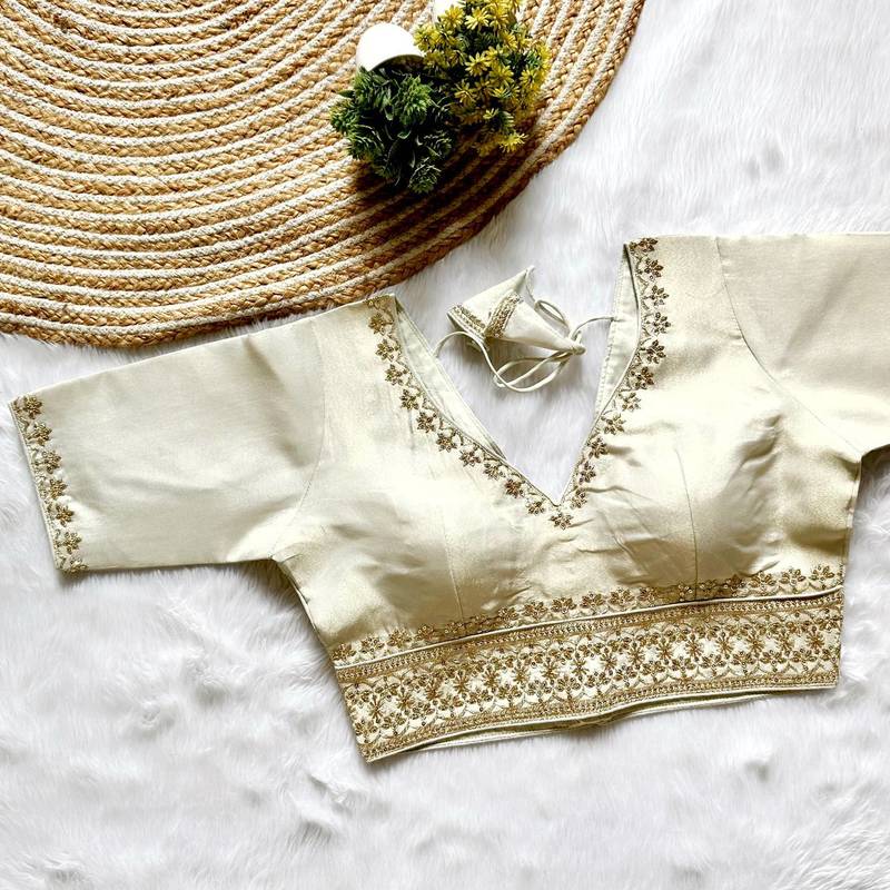 White tissue blouse for women designer saree blouse