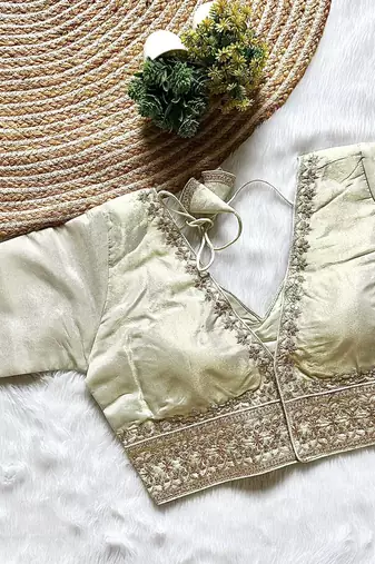 White tissue blouse for women designer saree blouse