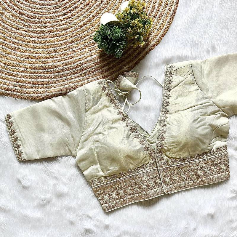 White tissue blouse for women designer saree blouse