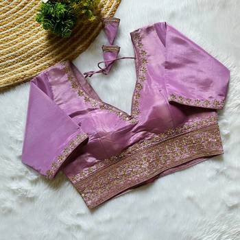 Lavender tissue blouse for women zari saree blouse 1