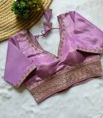 Lavender tissue blouse for women zari saree blouse